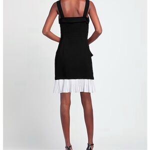 Sandro Black Mini Dress with White Pleated Hem